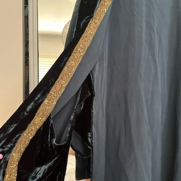 T.ba Spain Silk Velvet Witchy Jacket -Embroidered Gold Beaded * Stevie Nicks - Picture 5 of 6